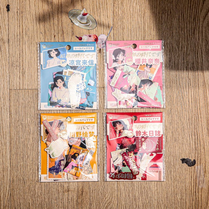 Vintage Stickers Showa Era Girls Retro Girl Aesthetic