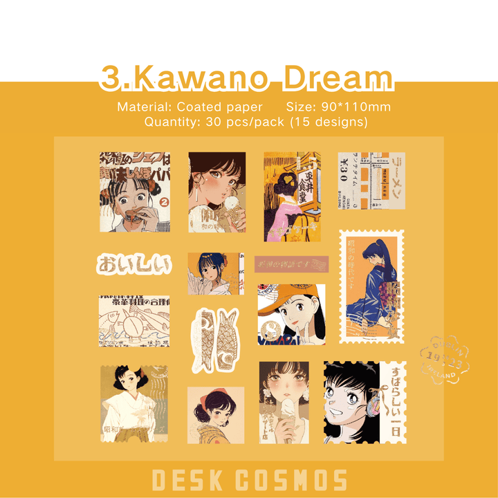 Vintage Stickers Showa Era Girls - Desk Cosmos