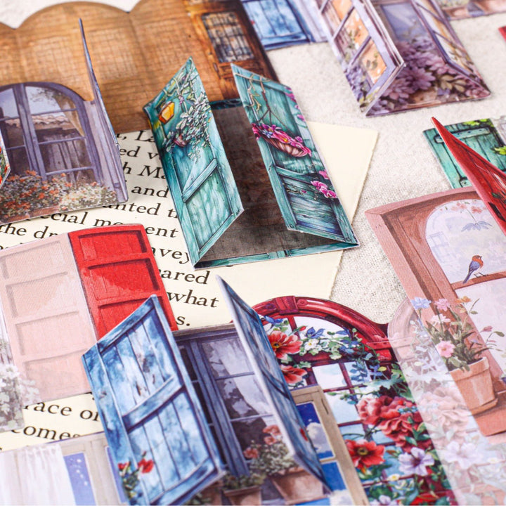 Vintage Stickers Time Window Trap Set Ground Wall Style