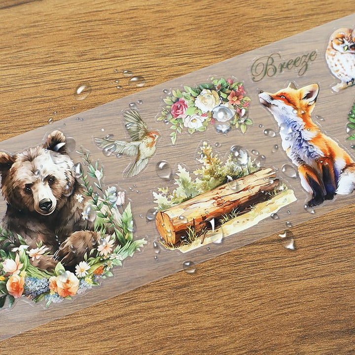 Vintage Tape Set Green Wonderland Characters Washi PET Mix