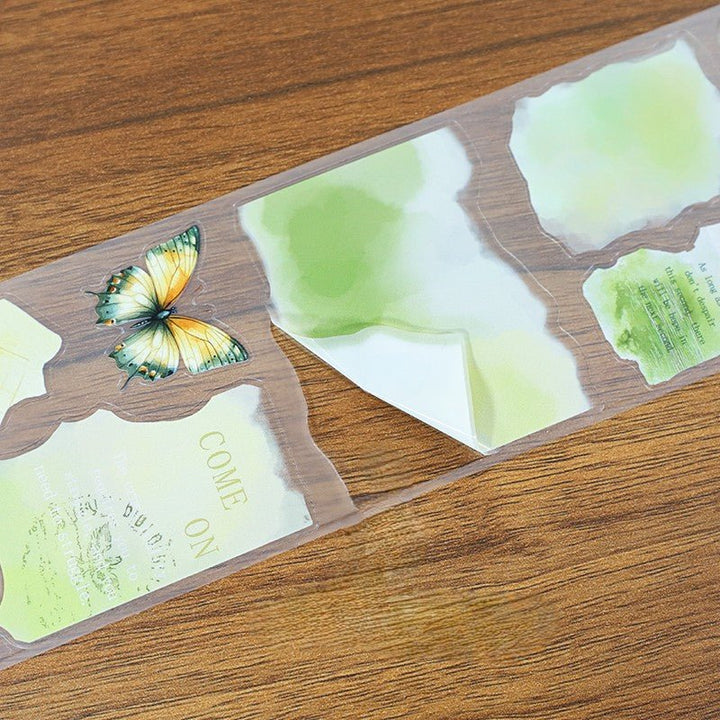 Vintage Tape Set Green Wonderland Characters Fantasy Journaling