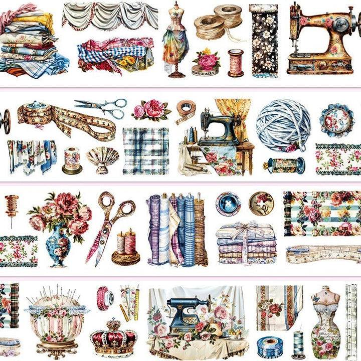 Embroidered Scissors Vintage Washi Tape Artistic Design Ideal For Art Projects