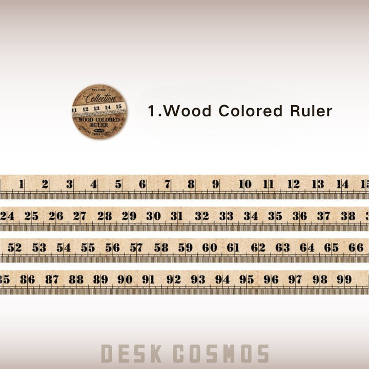 Tape Measure Collection Wood Colored Ruler Retro Washi Tape