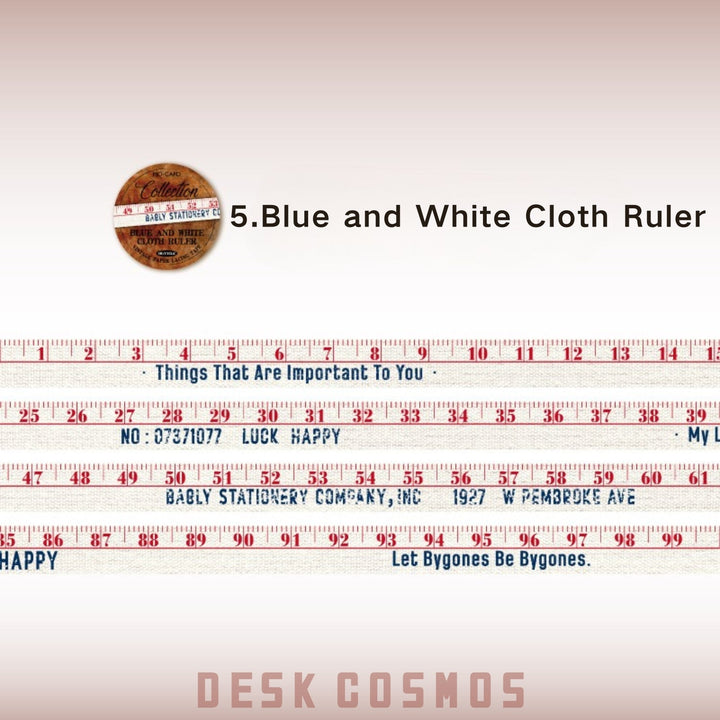 Tape Measure Collection Blue and White Cloth Ruler Retro Washi Tape
