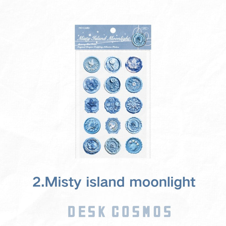 Memory Box Series Misty Island Moonlight Retro Wax Seal Scrapbook Stickers