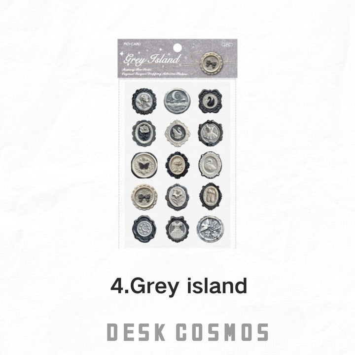 Memory Box Series Grey Island Nostalgic Wax Seal Retro Stickers