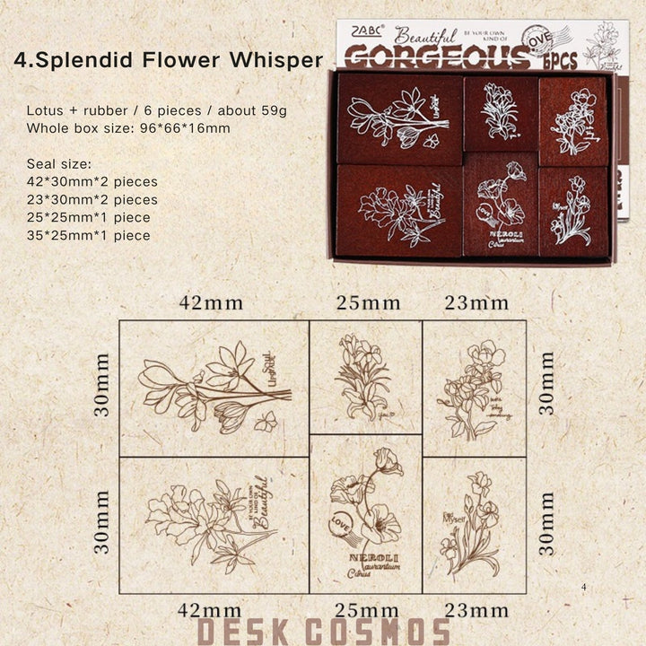 The Seal of Elegance Colorful Floral Message Rubber Stamp for Journals