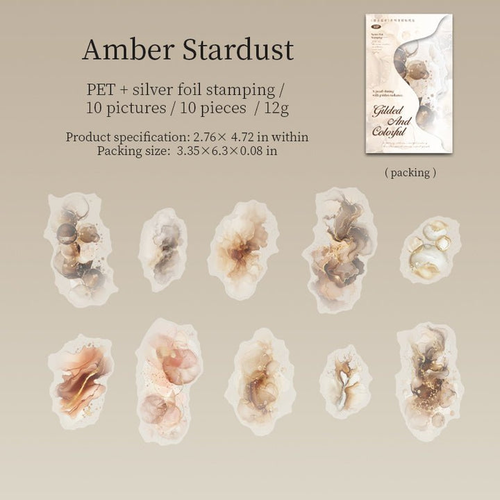 Watercolor PET Stickers Gilded and Resplendent Light Touch Art