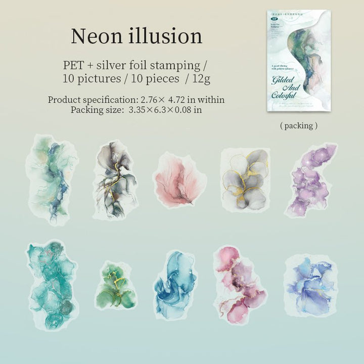 Watercolor PET Stickers Gilded and Resplendent Soft Light Finish