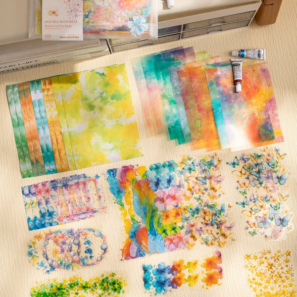 Watercolor PET Washi Stickers Heals Daily Life vintage journaling