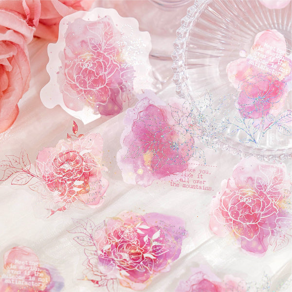 Flowing Flower Spectrum Aesthetic PET Stickers for DIY Projects