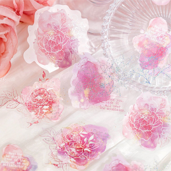 Flowing Flower Spectrum Aesthetic PET Stickers for DIY Projects