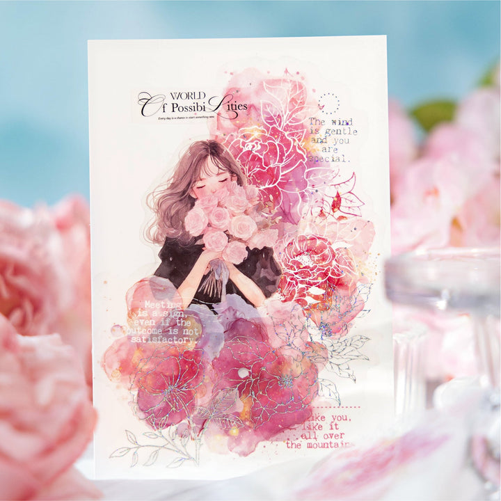 Flowing Flower Spectrum Dreamy PET Stickers for Scrapbooks