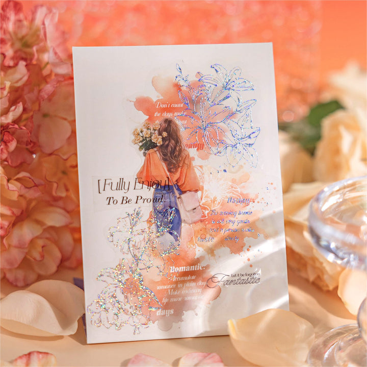Flowing Flower Spectrum Elegant Watercolor PET Stickers