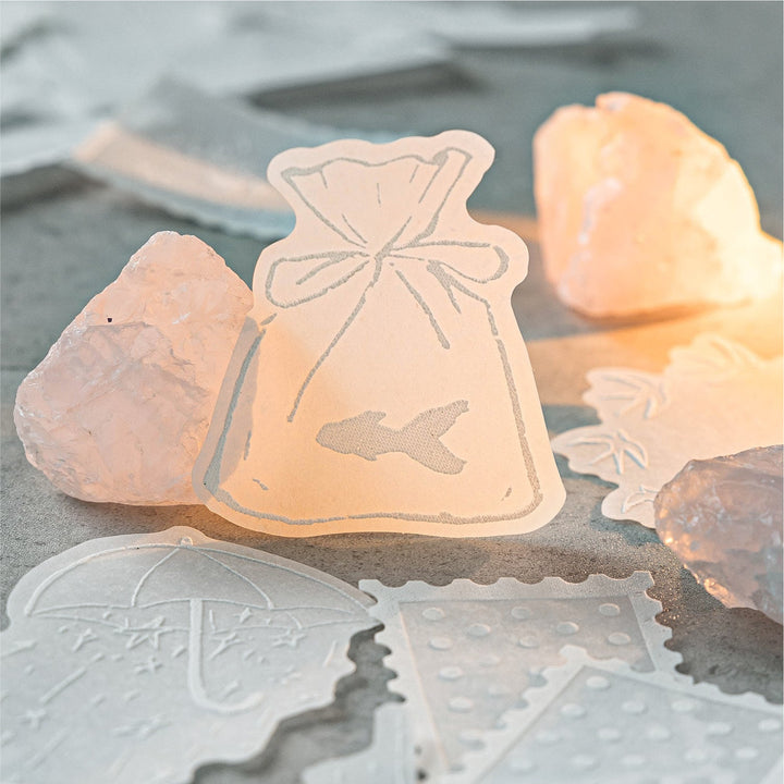 White Mist Stickers Elegant Retro Letters Suitable for Collage