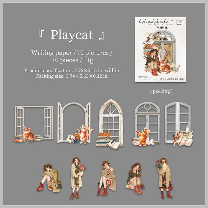 Window Girl Stickers Pvc Hollowed Out Scene Plants