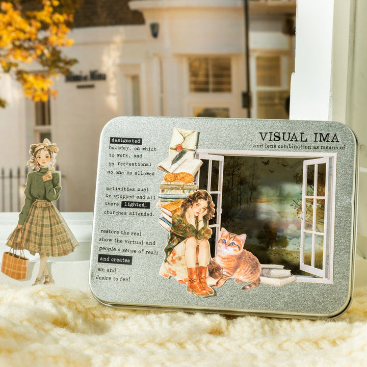 Window Girl Stickers Pvc Hollowed Out Scene Perfect For Bullet Journal