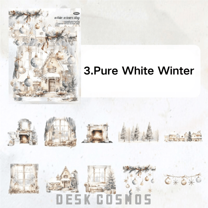 Winter Cottage Series Pure White Winter PET Stickers