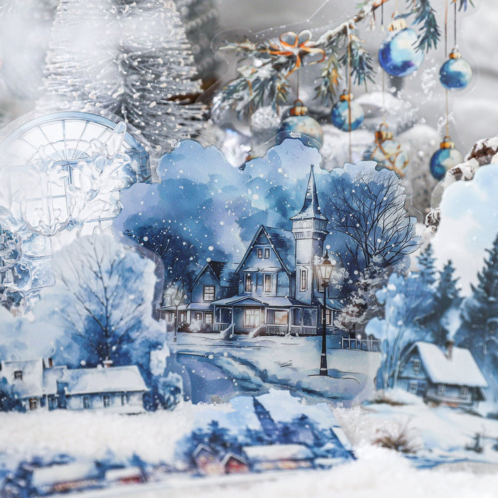 Winter Cottage Series Snowflake Scenery Stickers Perfect for Scrapbook