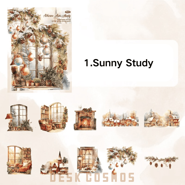 Winter Cottage Series Warm Sunshine Study Room PET Stickers