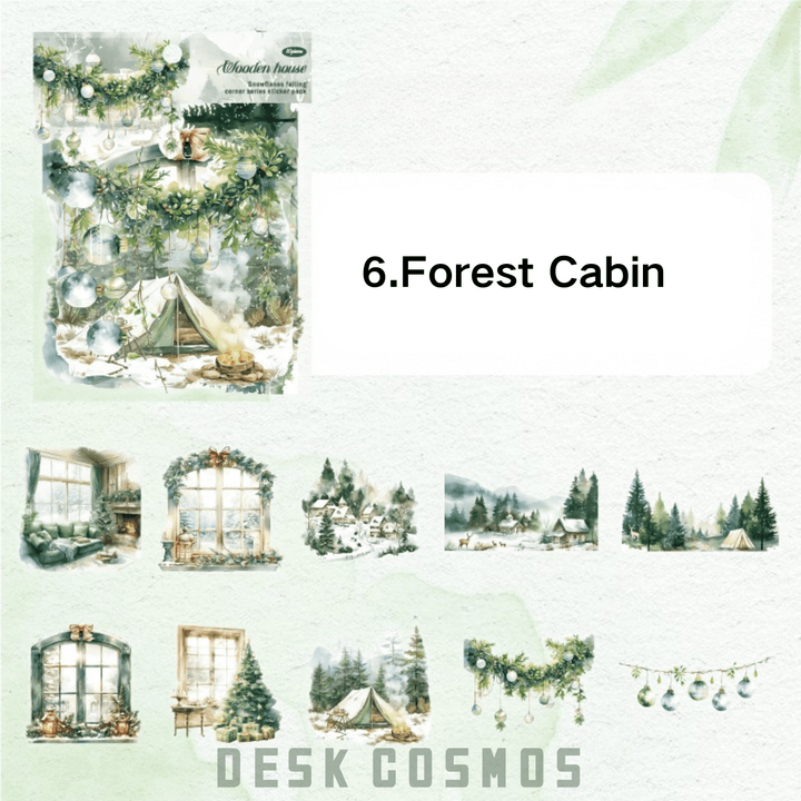 Winter Cottage Series Forest Cabin PET Stickers