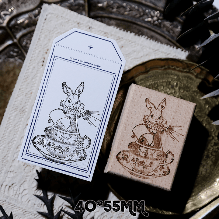 Wooden Easter Bunny Stamp Vintage Style