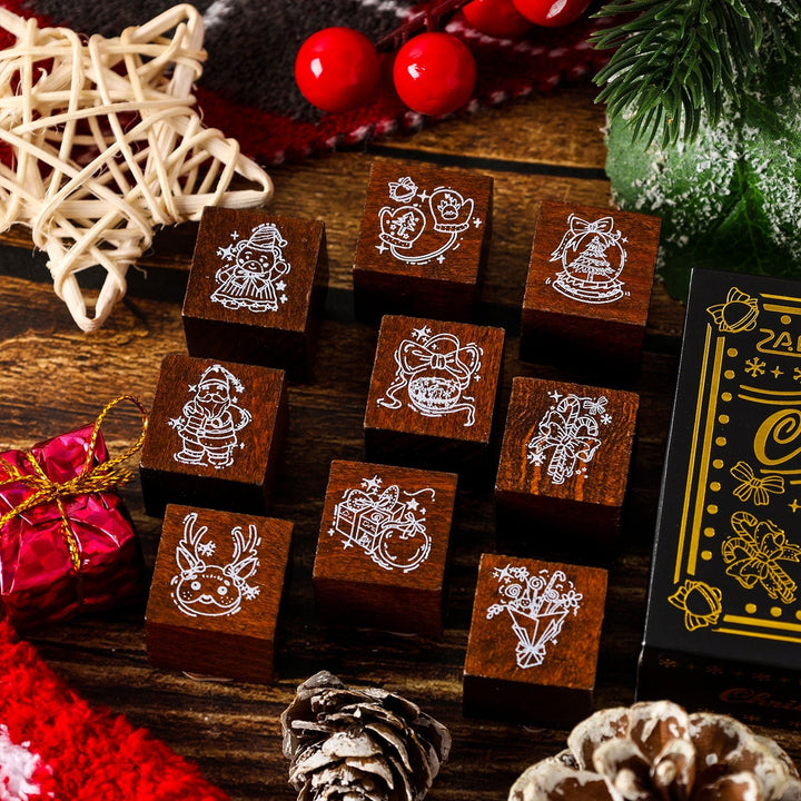Colorful Christmas Evee Wooden Stamps Cute Style