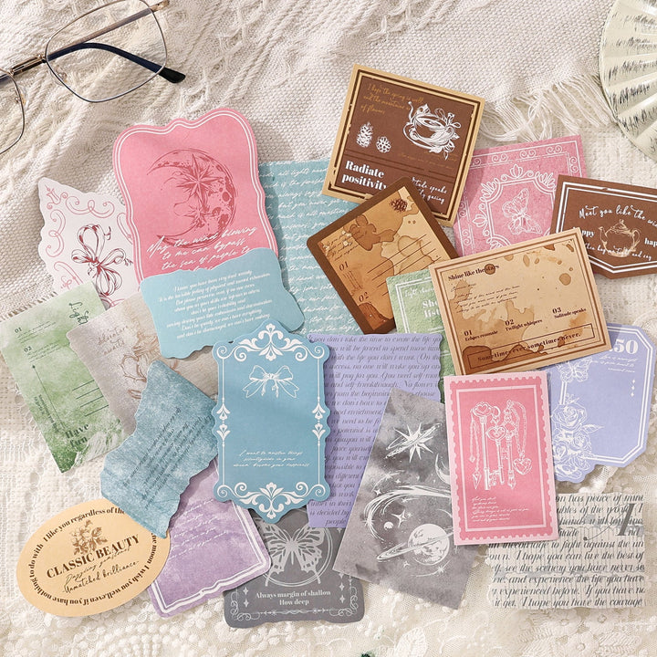 Writing Paper Stickers Light and Letterhead Aged Ephemera
