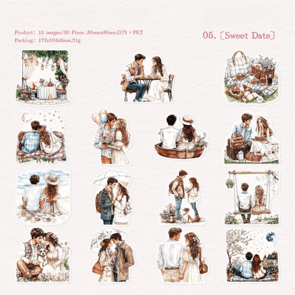 Young Lovers Love Story Stickers For Diary Creations