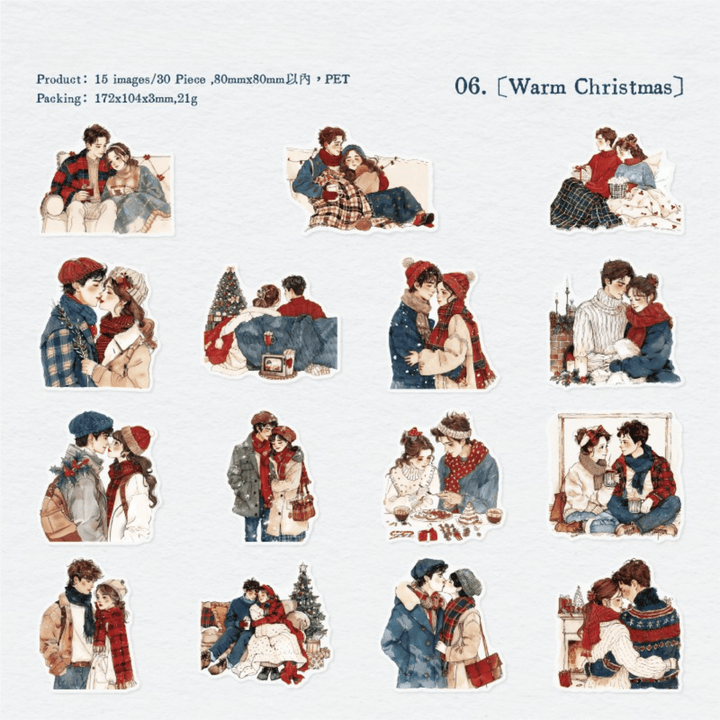 Young Lovers Christmas Stickers Festive Holiday Decor